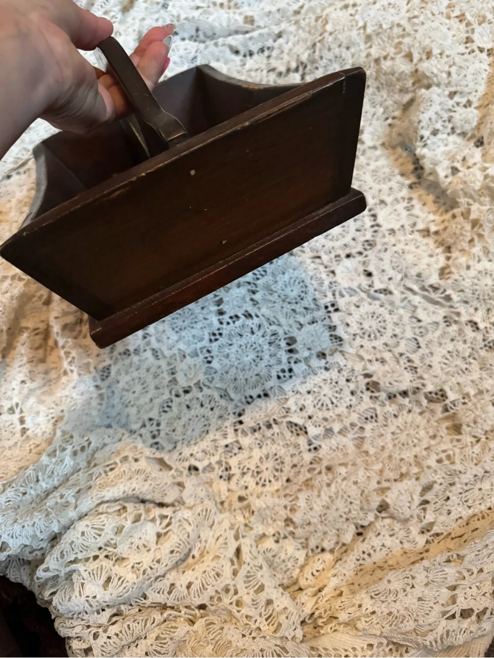 Vintage Wooden Caddy in Dark Brown